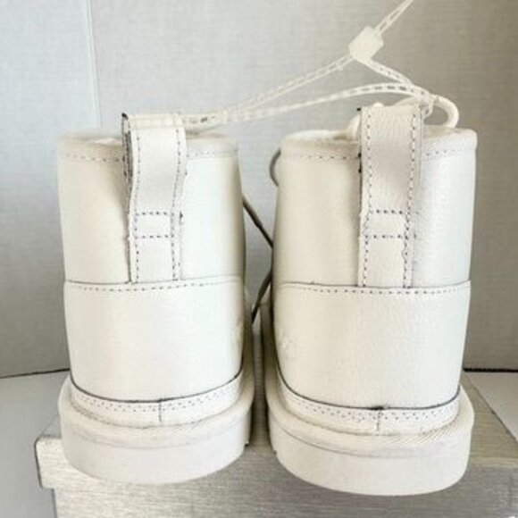 UGG Neumel Chopd White Pebble Leather Chukka Ankle Boots Shearling Lined Mens 11 - Picture 8 of 16